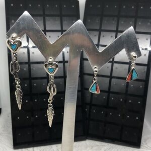 Curated bundle southwestern boho earrings dangle drop long and short silver.